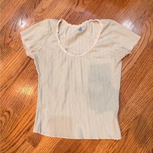 Brandy Melville mint green and cream Short Sleeve Top
